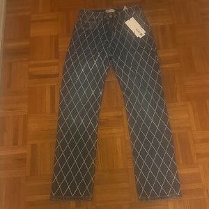 Zara Dark Blue Jeans with White Diamond Pattern